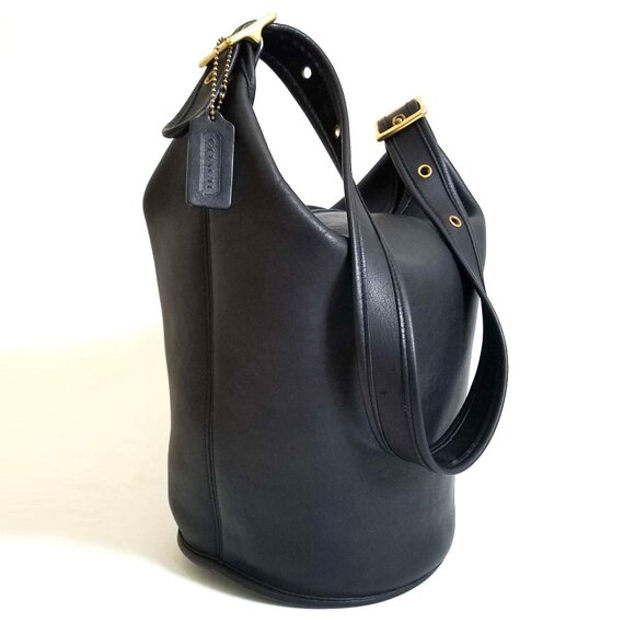 Vintage Coach XL Duffle Sac Black Bucket Bag #9085 - Picture 3 of 14